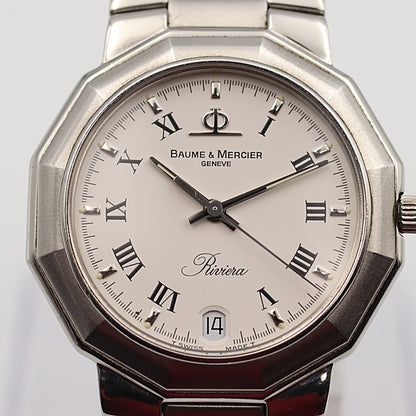 *N MINT* Vintage 1990s BAUME MERCIER Riviera 5131 Qz White 33mm Mens Watch