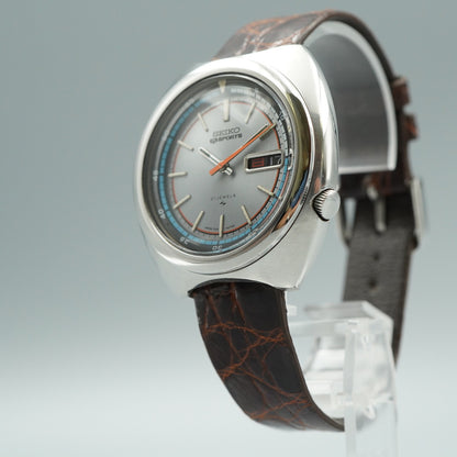 *MINT* Vintage SEIKO 5 SPORTS 7019-6040 Quartz Silver Dial 41mm Mens Watch