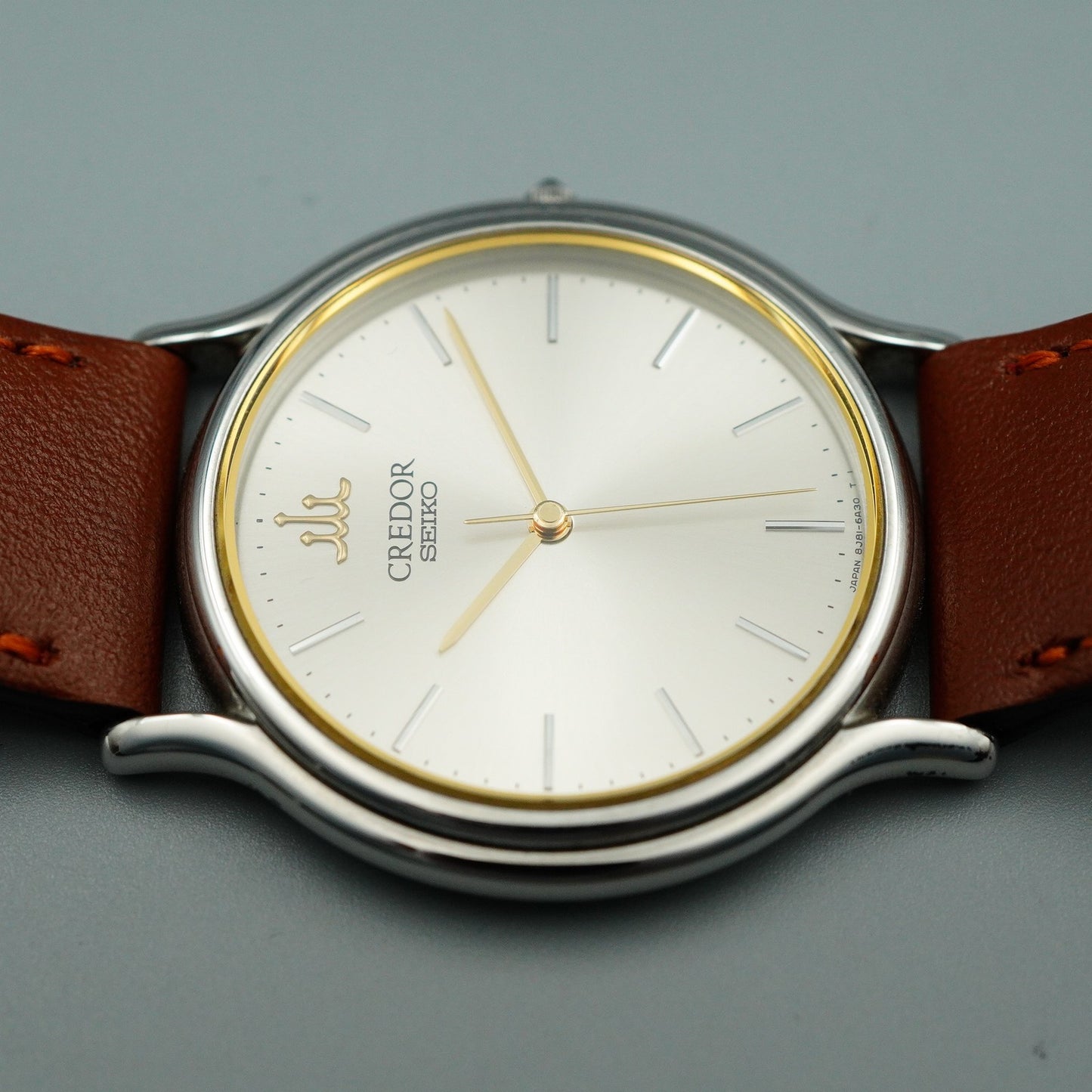 *MINT* Vintage SEIKO CREDOR 8J81-6A30 Quartz Silver Dial Round 32mm Mens Watch