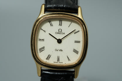 *Exc+4* Vintage OMEGA De Ville Cal.1387 Qz White Square 21mm Women,Ladies Watch
