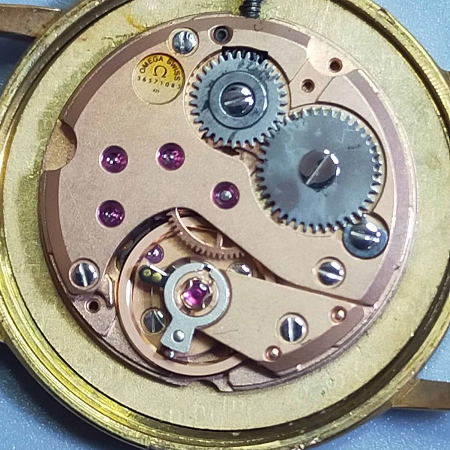 *Exc+5* Vintage OMEGA De Ville Cal.625 Hand Winding Gold Dial Round Women Watch