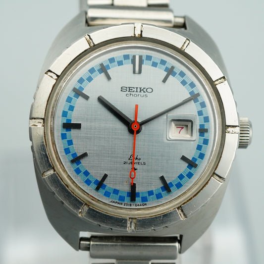 *N MINT* Vintage 1979 SEIKO chorus Ecko 2518-0180 Qz Silver 25 mm Women Watch