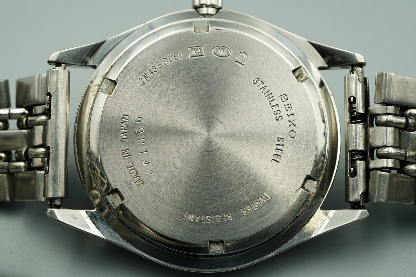 *Exc+4* Vintage 1999 SEIKO SPIRIT 7N43-9080 Quartz Blue Round 36mm Mens Watch