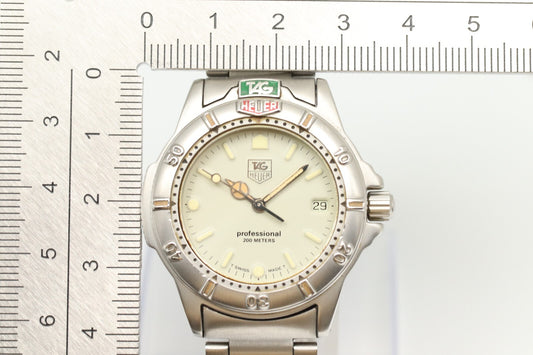 *NEAR MINT* Vintage TAG HEUER 999.713K Quartz White Dial Round Mens Watch