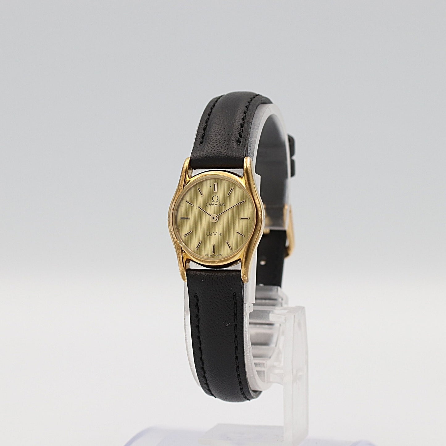 *NEAR MINT* Vintage 1983 OMEGA De Ville Cal.1387 Qz Gold Round 20mm Women Watch