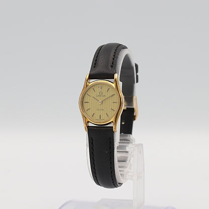 *NEAR MINT* Vintage 1983 OMEGA De Ville Cal.1387 Qz Gold Round 20mm Women Watch