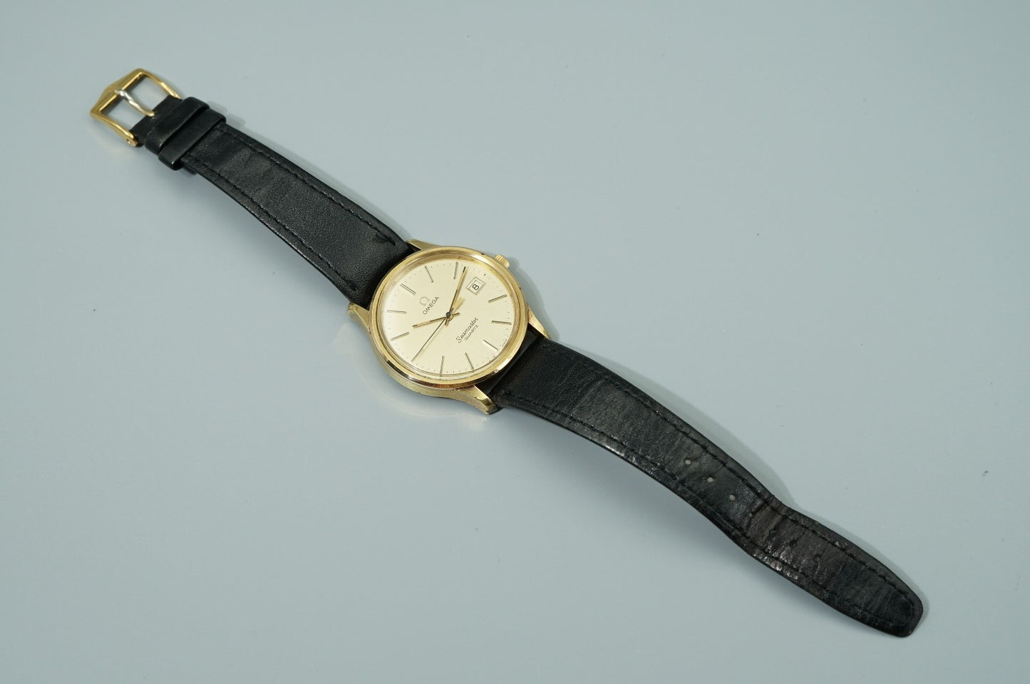 *Exc+5* Vintage 1976 OMEGA Seamaster Cal.1342 Quartz Gold Round 36mm Mens Watch