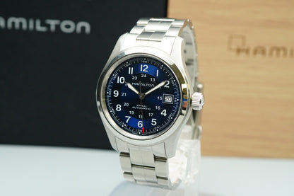 *TOP MINT* HAMILTON KHAKI H704551 Automatic Blue Dial Round 38mm Mens Watch