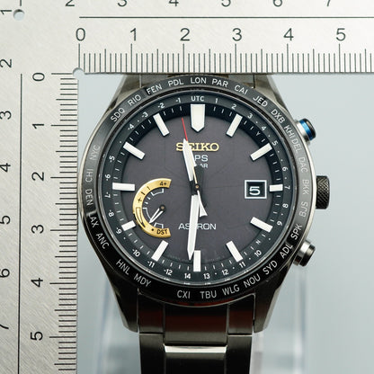 Box & Papar Vintage SEIKO ASTRON 8X22-0AJ0ｰ2 Solar Black Dial 45mm Mens Watch