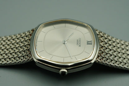 *N MINT* Vintage 1975 SEIKO CREDOR 5931-5231 Qz Silver Hexagon 30mm Mens Watch