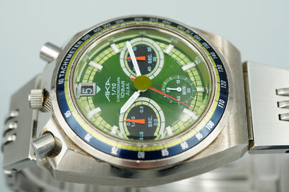 *Exc+5* Vintage SEIKO ALBA V657 6060 Quartz Green Dial Round 41mm Mens Watch