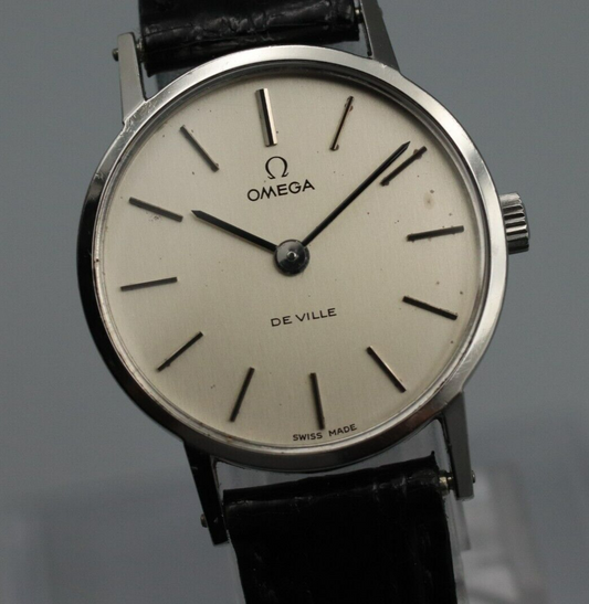 *NEAR MINT* Vintage OMEGA De Ville Hand Winding Silver Dial Round Mens Watch