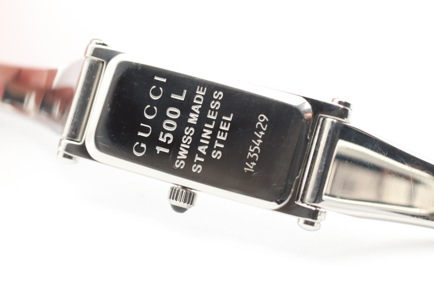 *NEAR MINT* Vintage GUCCI 1500L Quartz Silver Dial Rectangle Women Watch