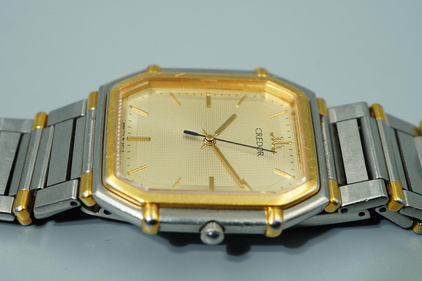 Exc+5 Vintage 1994 SEIKO CREDOR  7771-5011 Quartz Gold  Hexagon 30mm Mens Watch