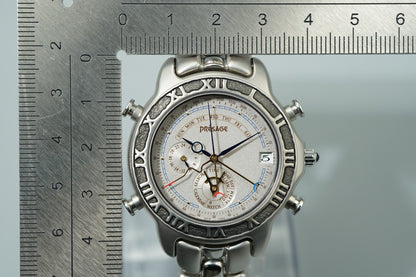 N MINT Vintage 1991 SEIKO PRESAGE  6M13-7000 Quartz Silver Round 38mm Mens Watch