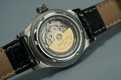 *MINT* Vintage 1980s Oris Big Crown 7400B Automa White Round 32mm Woｍens Watch