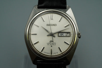Exc+5 Vintage SEIKO LORD MATIC 5606-7000 Automatic Silver Round 36mm Mens Watch