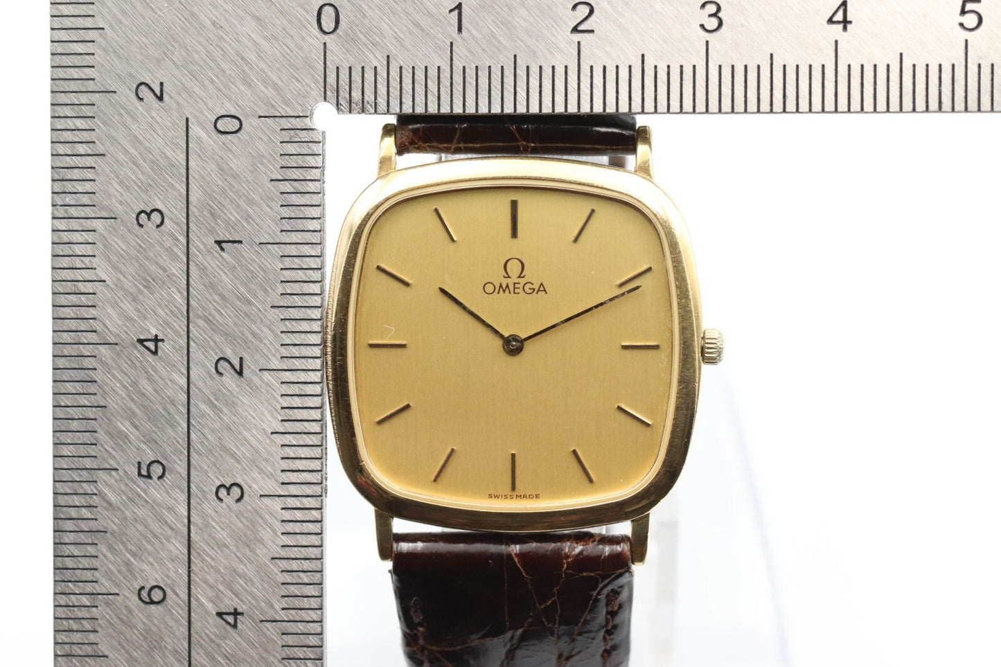 *Exc+5* Vintage OMEGA De Ville Ref.195.0077 Quartz Gold Dial Women Watch JAPAN