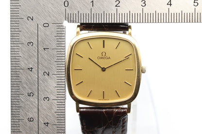 *Exc+5* Vintage OMEGA De Ville Ref.195.0077 Quartz Gold Dial Women Watch JAPAN