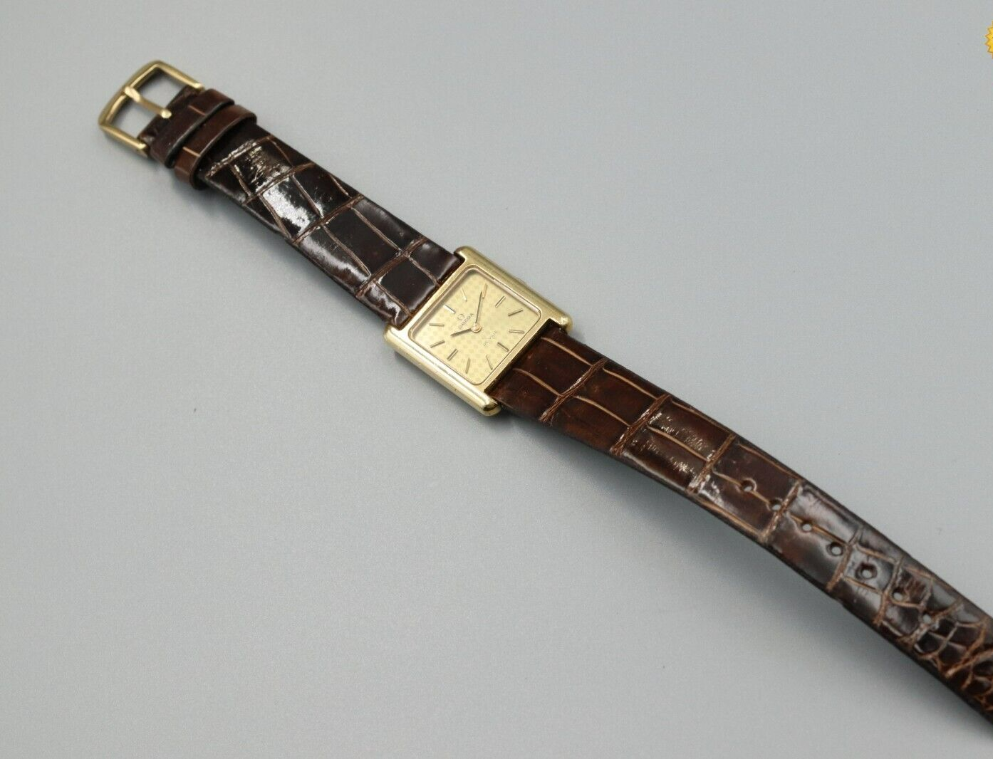 *Exc+5* Vintage OMEGA De Ville Cal.625 Hand Winding Gold Dial Square Women Watch
