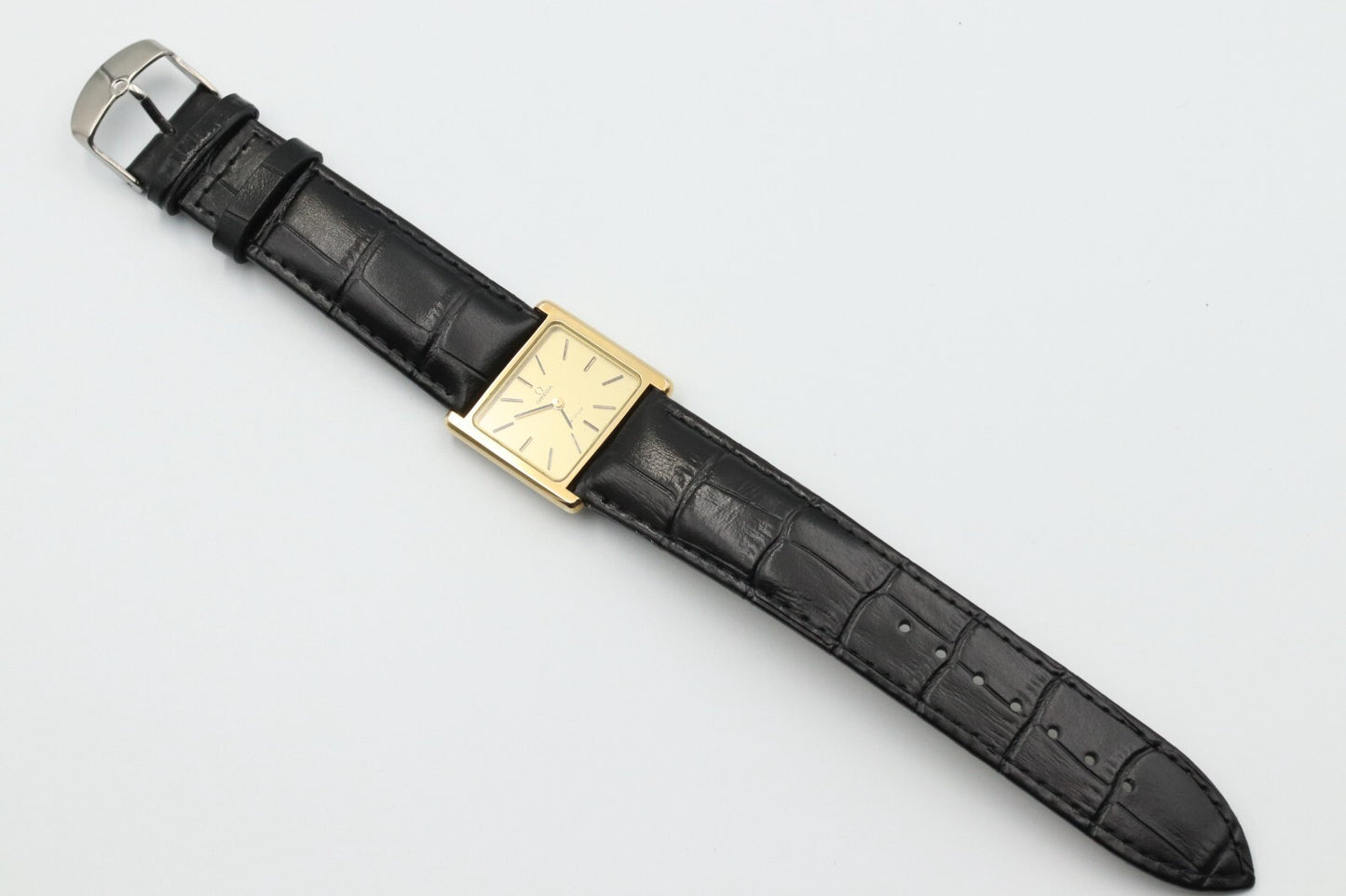 N MINT* Vintage OMEGA De Ville Cal.625 Hand Winding Gold Dial Square Women Watch