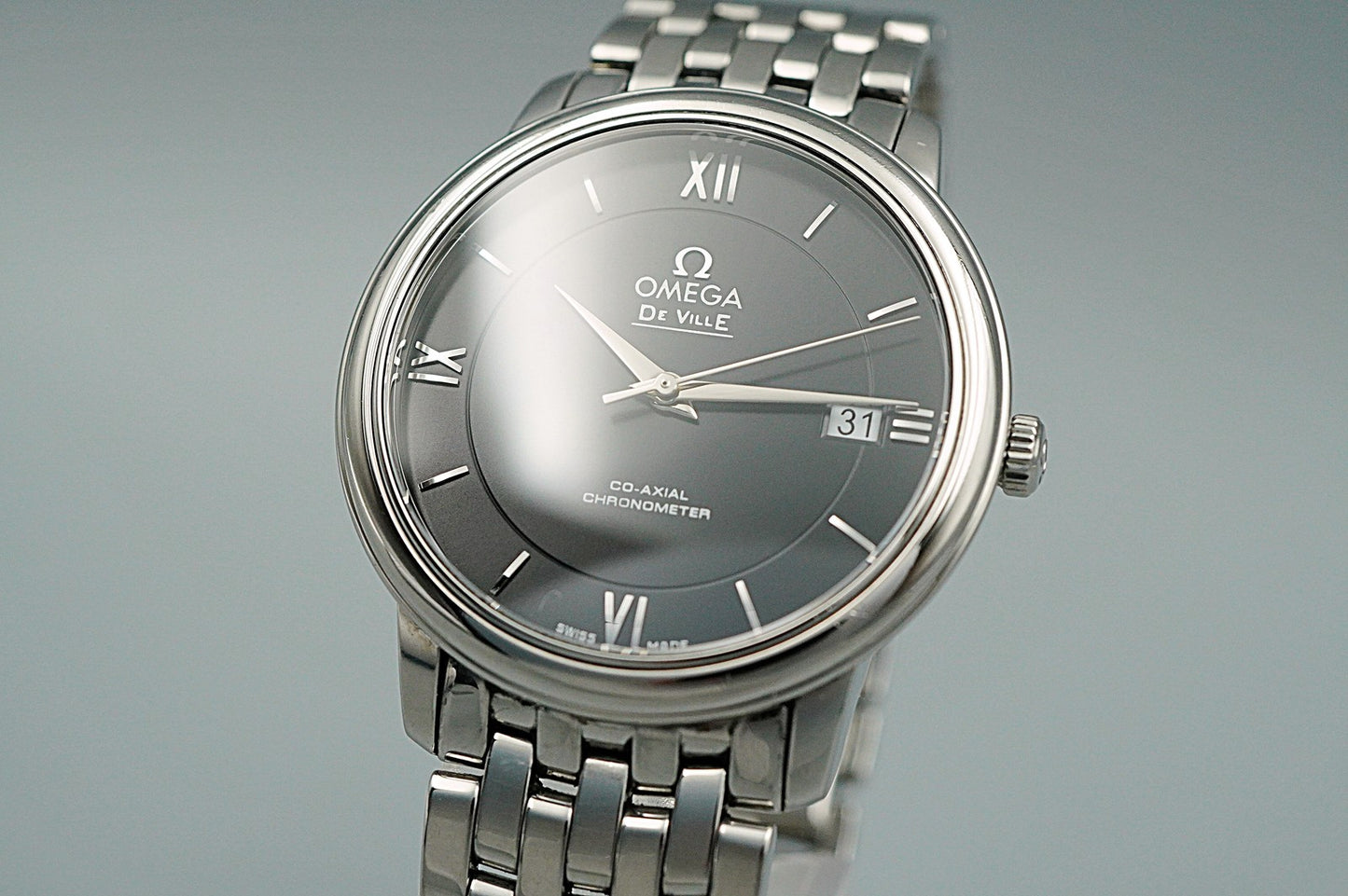 *Exc+5* OMEGA De Ville Prestige CO-AXIAL CHRONOMETER AT Black 37mm Mens Watch