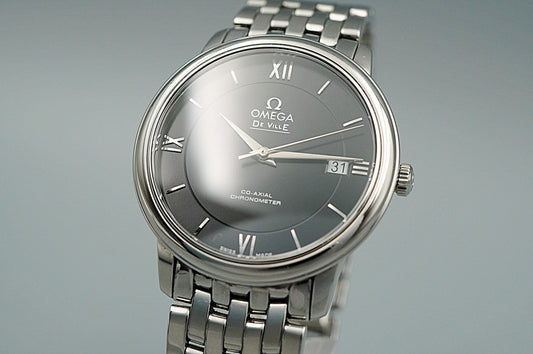 *Exc+5* OMEGA De Ville Prestige CO-AXIAL CHRONOMETER AT Black 37mm Mens Watch