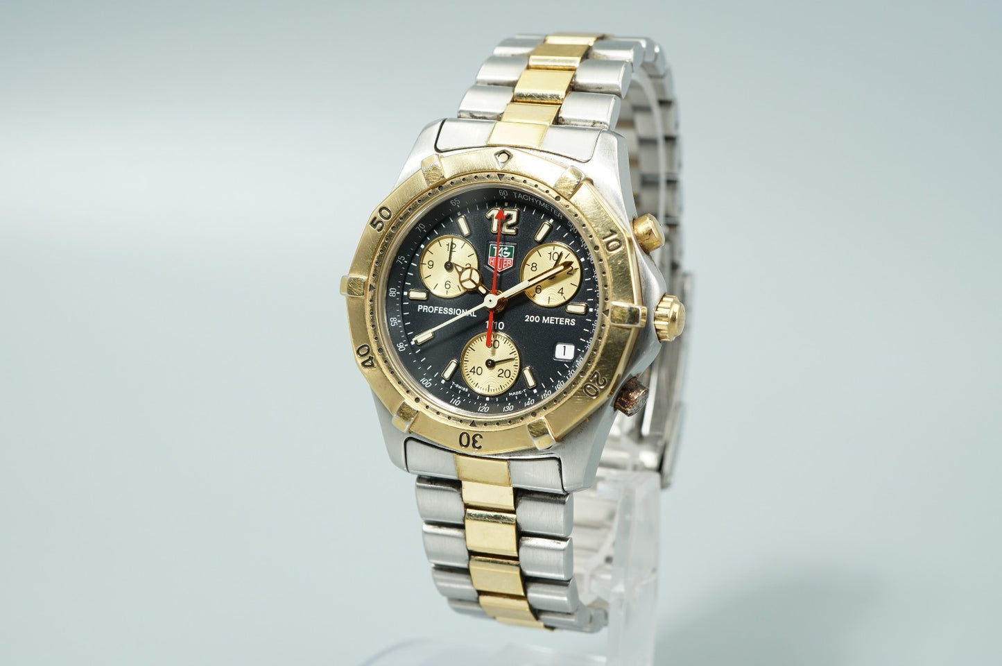 *Exc+5*  TAG HEUER Professional 2000 CK1120 Qz Black Dial Round 39mm Mens Watch