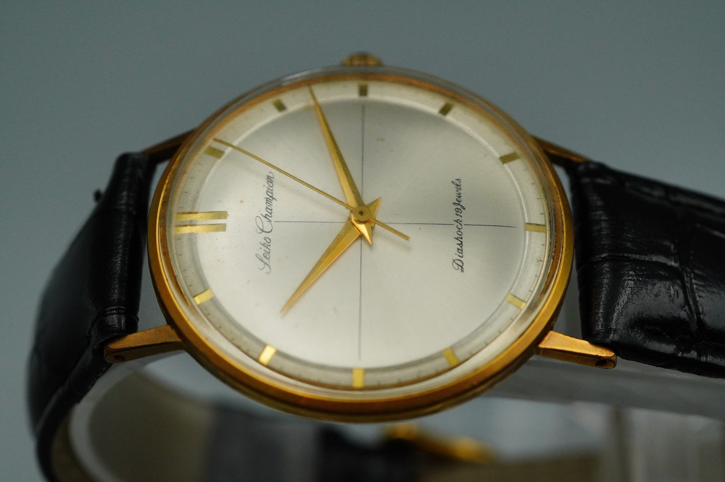 *Exc+5* Vintage SEIKO 15026E Hand Winding Silver Dial Round 35mm Mens Watch
