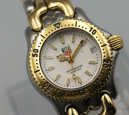 NEAR MINT TAG HEUER Professional 2000 WG1422 Quartz White Dial Round Women Watch