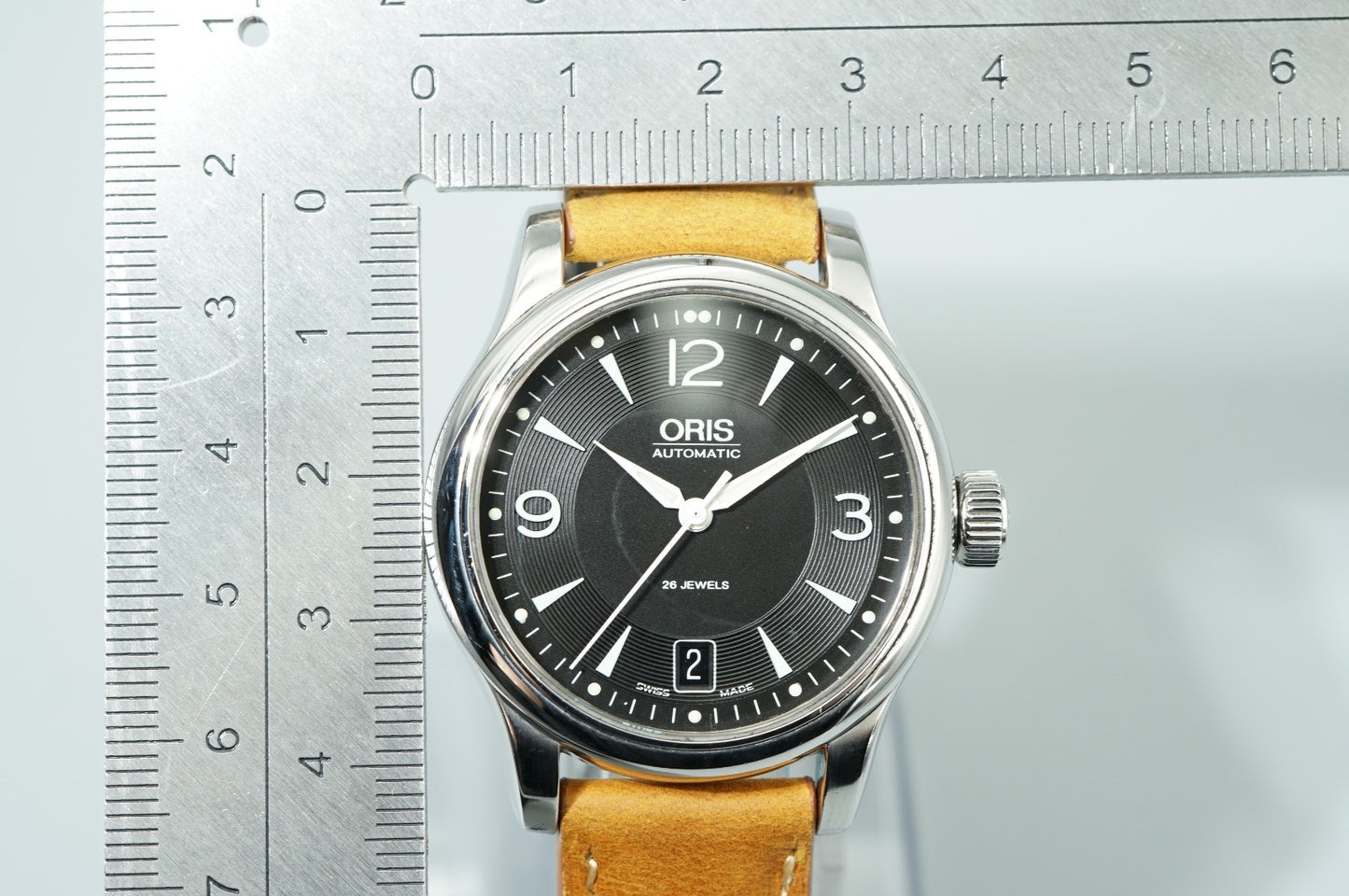 *MINT* Vintage 1980s ORIS Classic 7578 Automatic Black Round 36mm Mens Watch