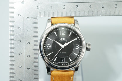*MINT* Vintage 1980s ORIS Classic 7578 Automatic Black Round 36mm Mens Watch