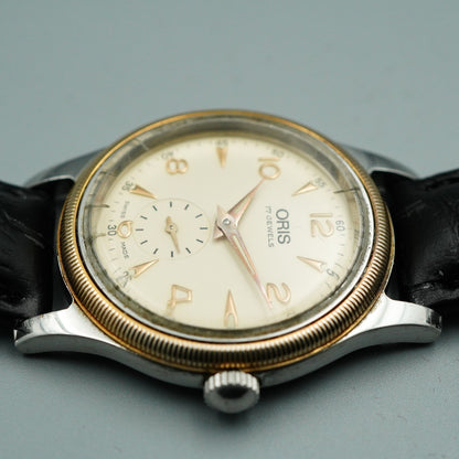 *Exc+5* Vintage 1990s ORIS Small Second 7428 Hand Wind Cream 32mm Mens Watch
