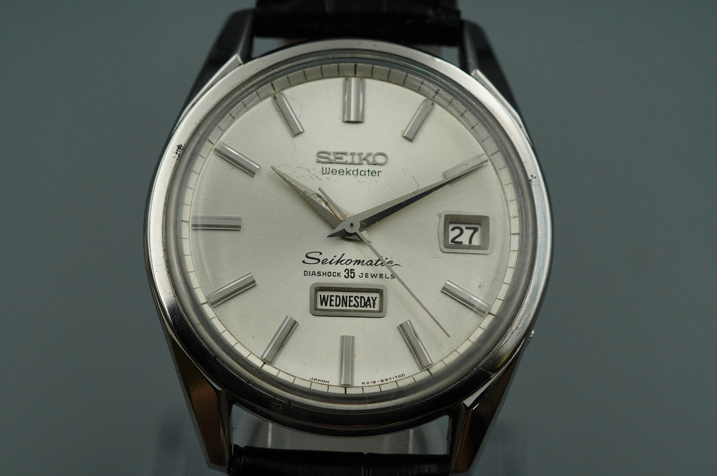 N MINT+++ Vintage 1960s SEIKO SEIKO MATIC Automatic Silver Round 37mm Mens Watch