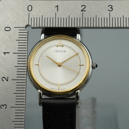 *NEAR MINT* Vintage SEIKO CREDOR 1271-0011 Quartz Silver Round 24mm Women Watch