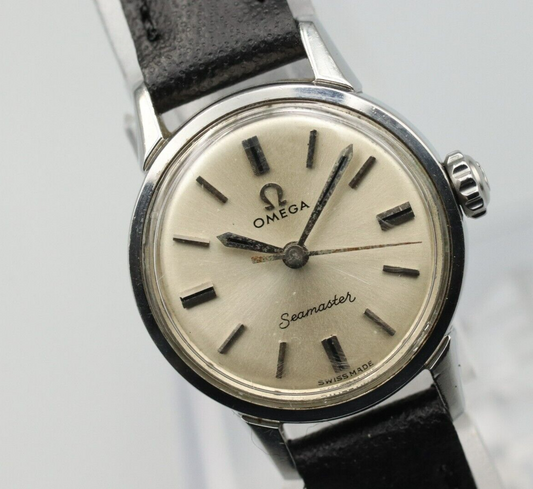 *MINT* Vintage OMEGA Seamaster Cal.630 Hand Winding White Dial Round Women Watch