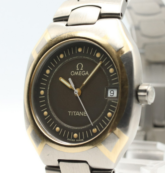 *N MINT* OMEGA Seamaster Polaris 120m TITANE Cal.1438 Qz Black Dial Mens Watch