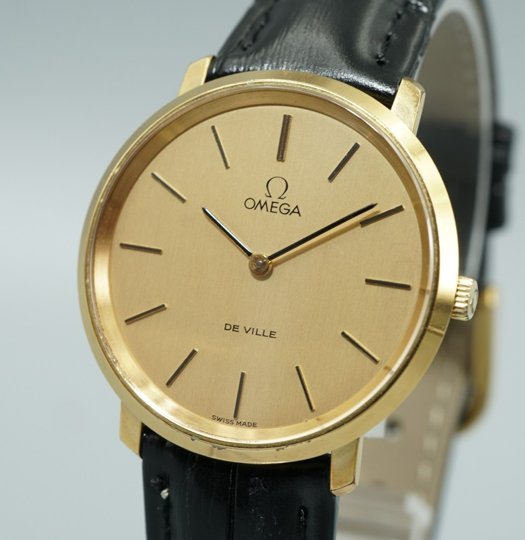 N MINT Vintage 1973 OMEGA De Ville Cal.625 Hand Wind Gold Round 33mm Mens Watch