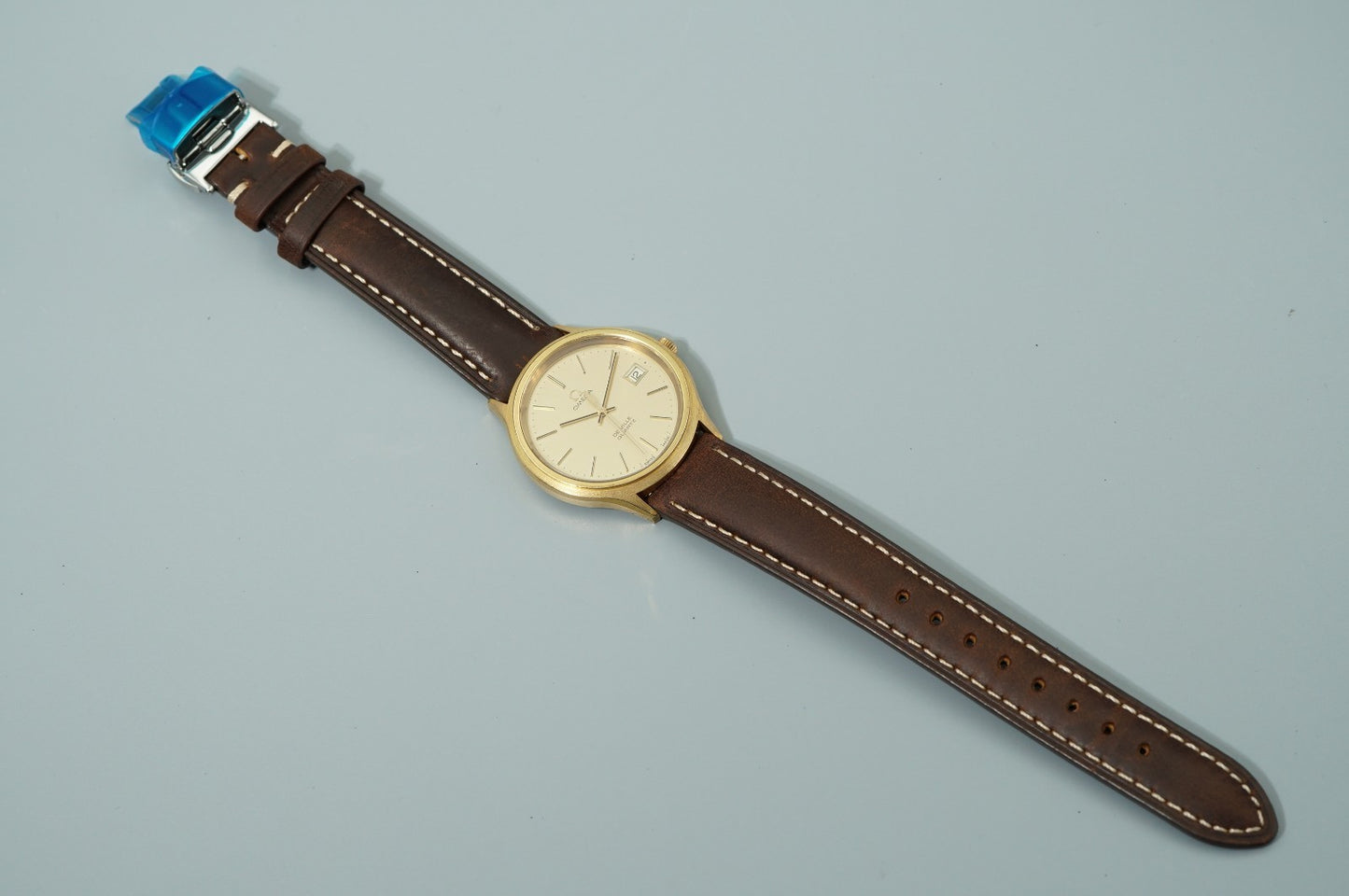 *NEAR MINT* Vintage 1978 OMEGA De Ville Cal.1342 Qz Gold Round 35mm Mens Watch