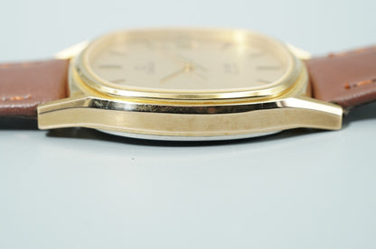*NEAR MINT* Vintage 1979 OMEGA De Ville Cal.1332 Qz Gold Square 32mm Mens Watch