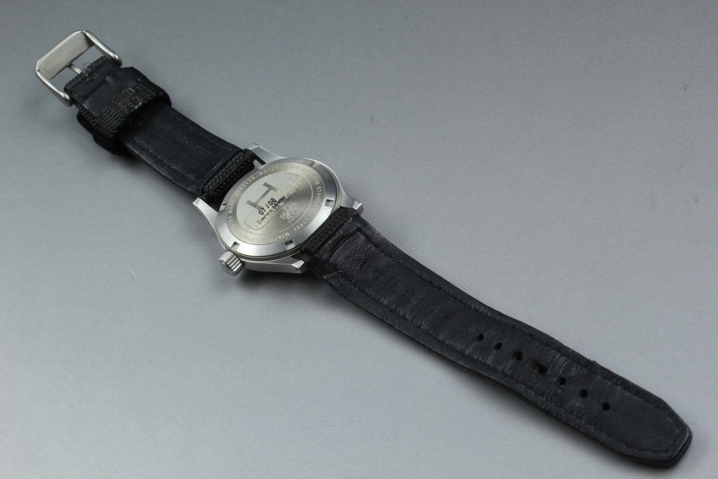*TOP MINT* HAMILTON KHAKI H683110 Quartz Black Dial Date Round 33mm Mens Watch