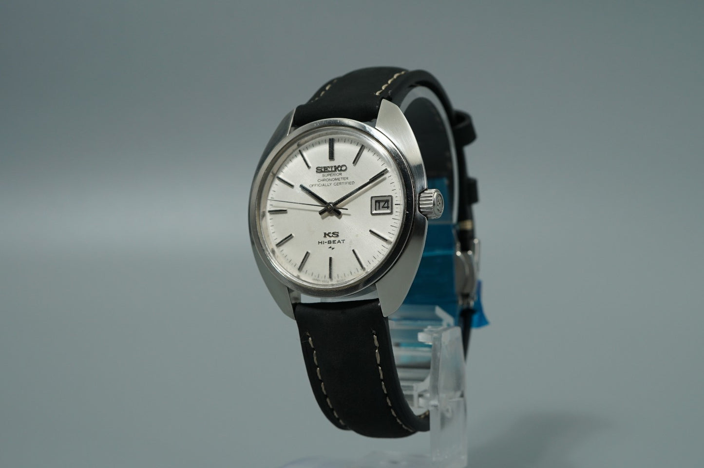 N MINT Vintage 1970s SEIKO KS HI-BEAT 4502-8010 Hand Wind White 38mm Mens Watch