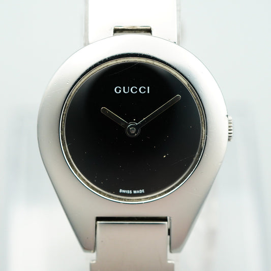 *Exc+5* GUCCI 6700L Quartz Black Dial Round 26mm Women,Ladies Watch