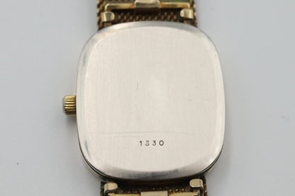 *Exc+4* Vintage OMEGA De Ville Cal.1330 Quartz Gold Dial Rectangle Women Watch