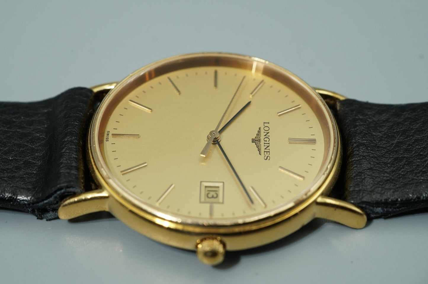 *Exc+5* Vintage 1991 LONGINES L4.636.2 Quartz Gold Dial 32mm Round Mens Watch