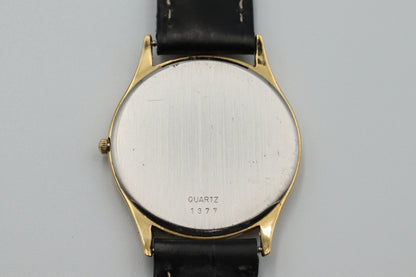 *Exc+5* Vintage OMEGA De Ville Cal.1377 Quartz Gold Dial Round Mens Watch