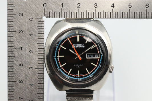 *Exc+4* Vintage SEIKO 5 SPORTS 7019-6040 Automatic Black Dial Mens Watch JAPAN