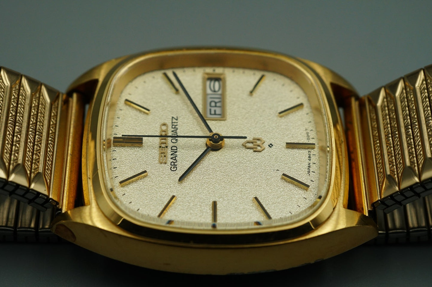 *Exc+5* Vintage 1977 SEIKO Grand Qz48 43-5100 Qz Gold Square 34mm Mens Watch