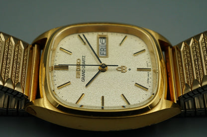 *Exc+5* Vintage 1977 SEIKO Grand Qz48 43-5100 Qz Gold Square 34mm Mens Watch