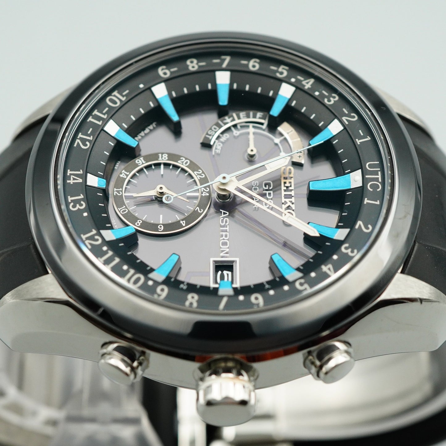 *N MINT Box & Paper* SEIKO ASTRON 7X52-0AB0 Solar Black Round 47mm Mens Watch